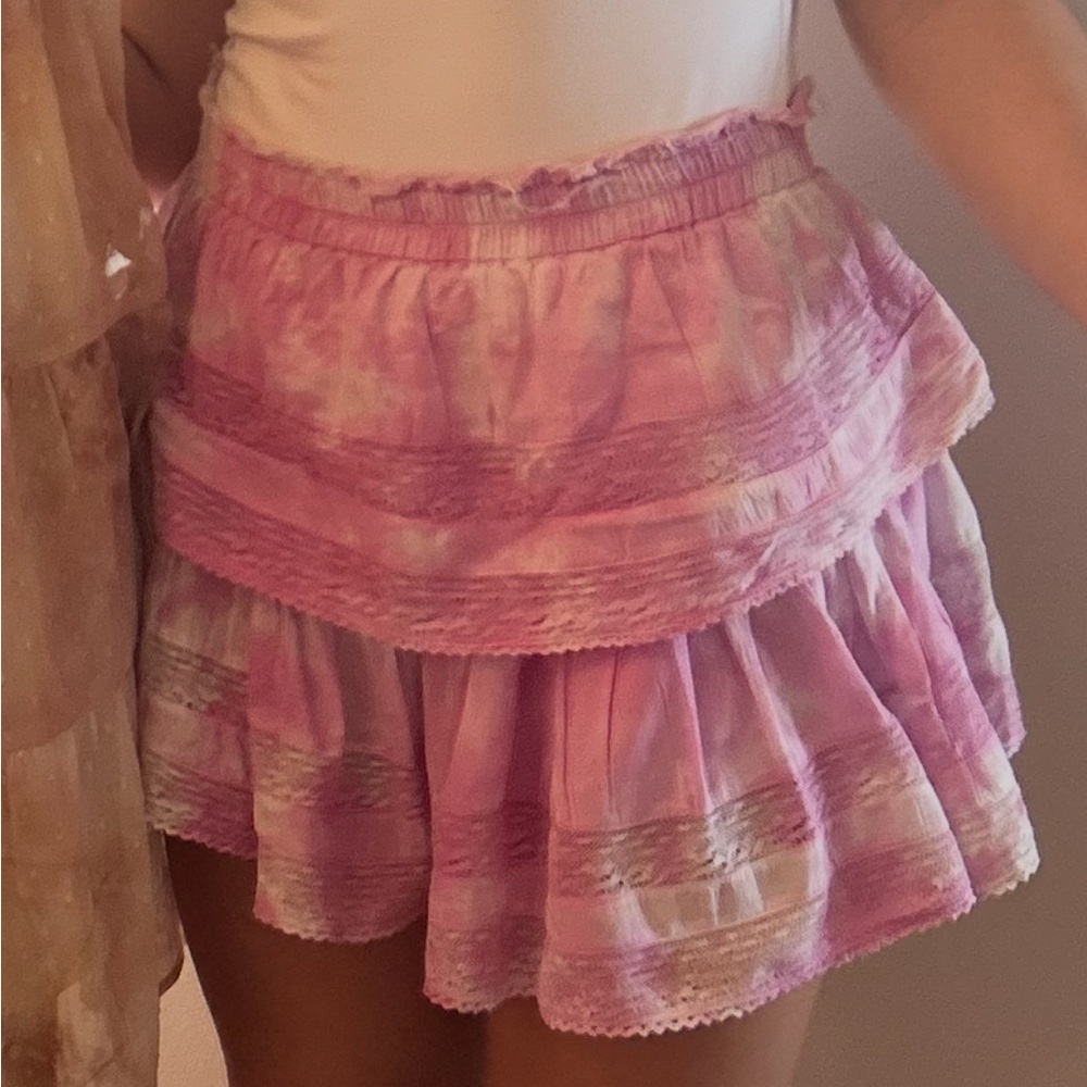 loveshackfancy Pink Tiered ruffle Skirt